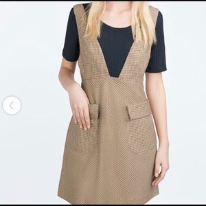 Zara TRF Pinafore Check Dress Large